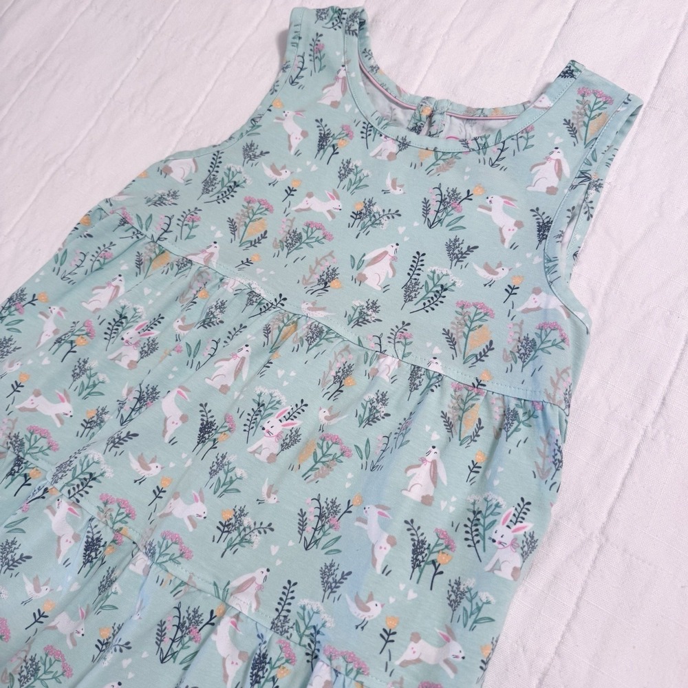 Ruffle Butts Girls Dress Size 8 Floral Bunnies Spring Summer Cotton Knit EUC - Picture 2 of 7